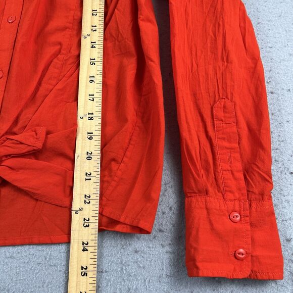 NWT Current Elliott The Asley Poinciana Orange Long Sleeve Button Up Blouse 2 - Picture 12 of 16